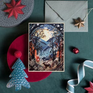 Juego de 8 tarjetas navideñas variadas en 2D / ¡NO 3D! / Tarjetas de felicitación navideñas / Tarjetas de felicitación festivas / Tarjetas variadas con escenas de papel en 2D / con sobres