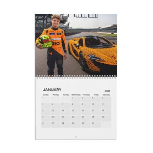 Calendário Lando Norris 2025 | Calendário de parede de fotos 2025 | Presente Lando Norris | Presente para filha | Presente de amigo secreto | Troca de presentes de Natal