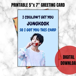 Cartão de aniversário de BTS Jungkook | K-Pop | Cartão de aniversário imprimível | Cartão imprimível do dia dos namorados | Cartão BTS | Presente | Download instantâneo | Digital