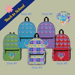 Peace Heart Boho Backpack in Five Colors