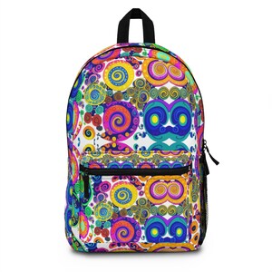 Psychedelic Backpack, Back to School, Book Bag, Colorful Backpack, Swirls