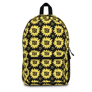 SunFlower Pattern Backpack, Boho Design Backpack, Back to School