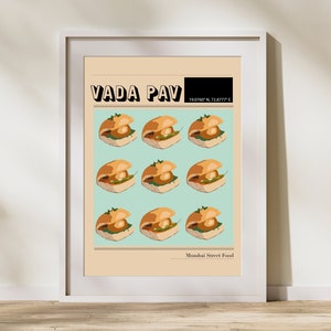 Vada Pav Indian Food Poster | Food Clip Art| Desi Art | Mumbai Art | Indian Housewarming Gift image 1