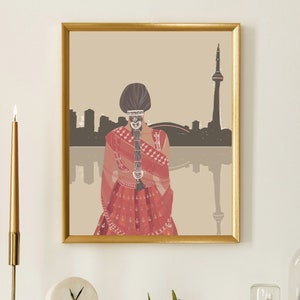 Desi Toronto Woman Artwork- South Asian Artwork| Toronto Desi Art Digital Print, Toronto Bride, Canadian Desi Girl, Indo Western Inspired