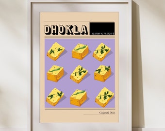 Dhokla Gujarati Food Art- Indian Food Poster | Food Clip Art| Desi Art| Indian Food Art|