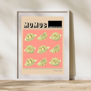 Momos Tibet Indian Food Poster | Retro Food Art |South Asian Cuisine - Desi Food Art, Indian Food Art