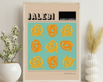 Jalebi Poster - Indian Sweets Art Print | Retro Print, Indian Art, Indian Food Art Print, Desi Art, Retro Art