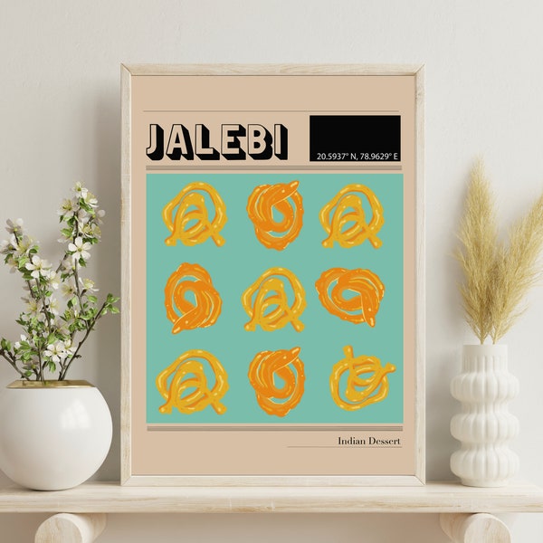 Jalebi Digital Art Print | Vibrant Indian Food Art | Desi Art & Restaurant Decor | Food Clip Art | Commercial Use