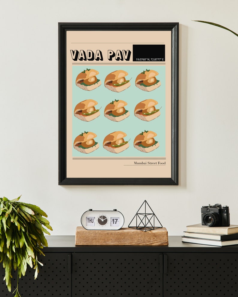 Vada Pav Indian Food Poster | Food Clip Art| Desi Art | Mumbai Art | Indian Housewarming Gift image 4