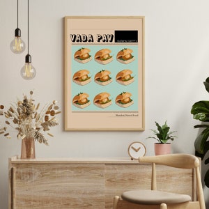 Vada Pav Indian Food Poster | Food Clip Art| Desi Art | Mumbai Art | Indian Housewarming Gift image 5