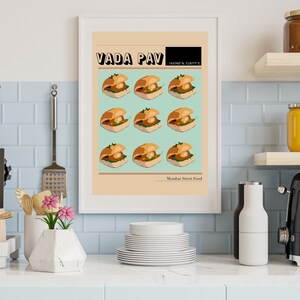 Vada Pav Indian Food Poster | Food Clip Art| Desi Art | Mumbai Art | Indian Housewarming Gift image 2