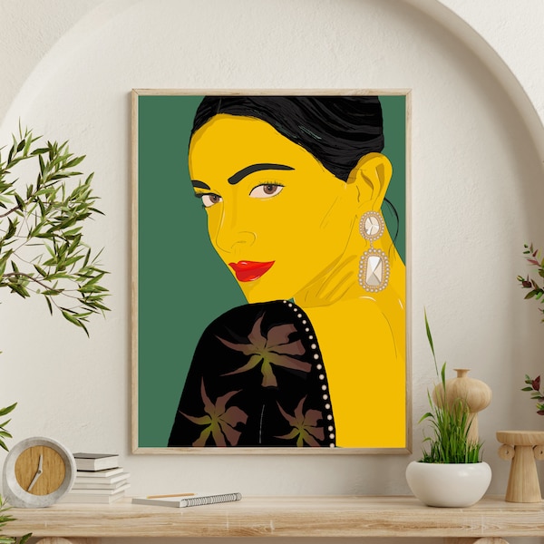 Retro Indian Art- Vintage Bollywood art of Deepika Padukone | Retro Bollywood Posters, Indian Film Posters, Indo Western Art