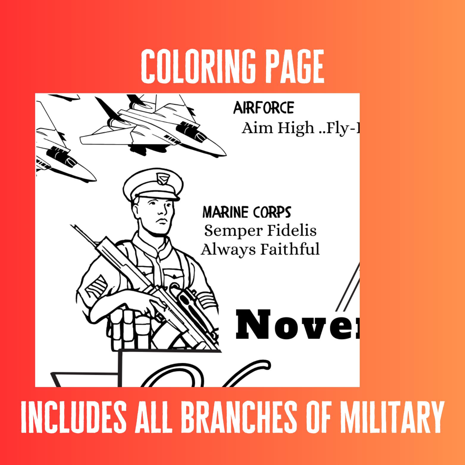 Veterans Day Coloring Page - Homeschool Projects - Fun Learning - Kids ...