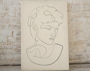 Minimalist man face portrait of David Line art portrait prints Digital Download