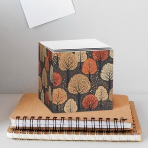 Fall Trees Note Cube | Autumn Trees Sticky Note Cube | Trees Memo Pad | Woodland Desk Decor | Fall Office Stationery | Autumn Stationery