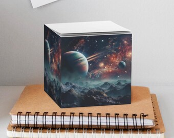 Planets Sticky Note Cube: Outer Space Galaxy Memo Pad