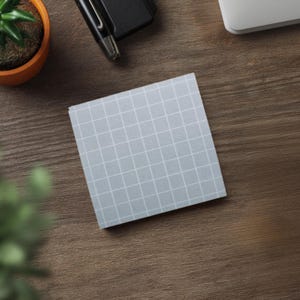 Pale Sage Square Grid Sticky Note Pad | Minimalist Graph Sticky Note Stationery | Neutral Aesthetic Sticky Notes