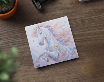 Notitieblok White Horse (3"x3"): memoblokken jaar van het paard . grillig paard
