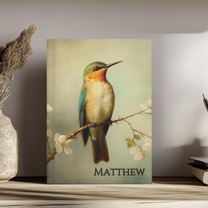 Personalizable Hummingbird Journal | Hummingbird Notebook | Vintage Bird Journal Gift for Her | Bird Lover Gift | Hummingbird Lover Gift