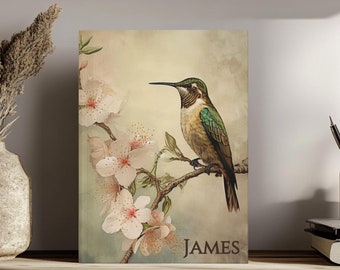Personalized Hummingbird Hardcover Journal: Floral Bird Notebook Gift | Custom Bird Lover Gift