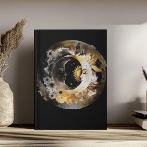 Sun and Moon Notebook | Celestial Sun and Moon Journal | Moon Diary | Daily Dream Journal | Mystical Lunar Journal Gift | Sun Notebook