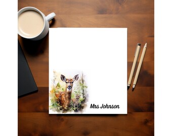 Personalized Deer Notepad | Wildlife Notepad | Butterflies Notepad | Custom Deer Stationery for Coworker | Teacher Notepad Deer Lover Gift