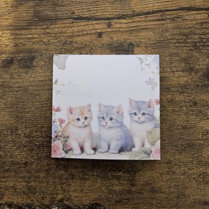 Cute Kitten Sticky Note Pad | Pastel Cat Sticky Notes for Cat Lovers | Spring Themed Stationary | Vintage Cat Stationery | Cat Gifts