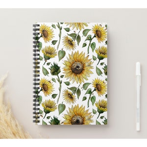 Sunflower Spiral Notebook | Sunflower and Bees Journal  | Sunflower Notebook Floral Writing Journal Spring Notebook | Nature Class Notebook