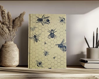 Bees Dot Grid Journal | Bee Dot Grid Notebook | Honey Bees Journal Gift | Honeycomb Notebook | Bee Lover Beekeeper Gift | Bee Gift
