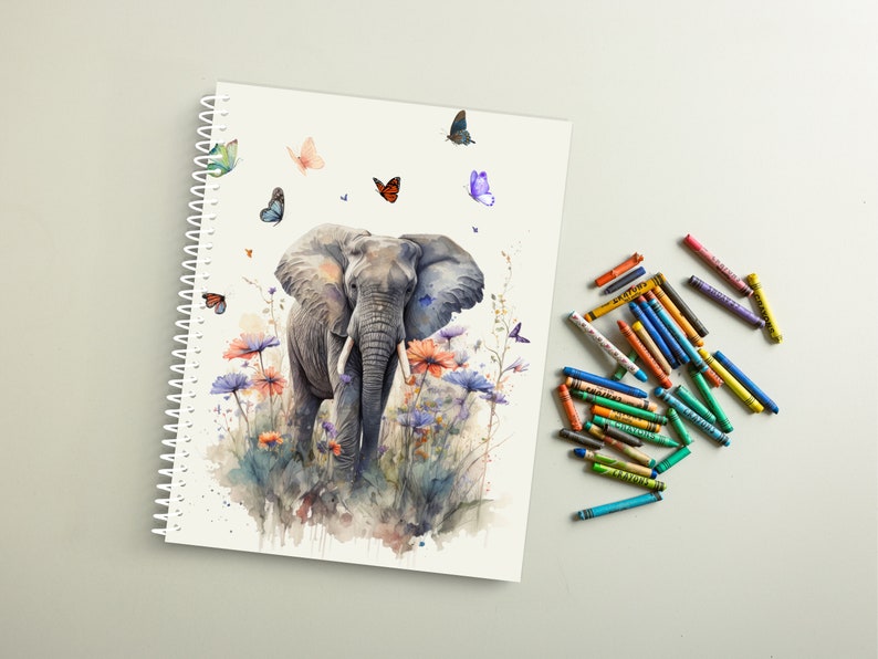 Personalizable Elephant Sketchbook Grey Elephant Art Drawing Book