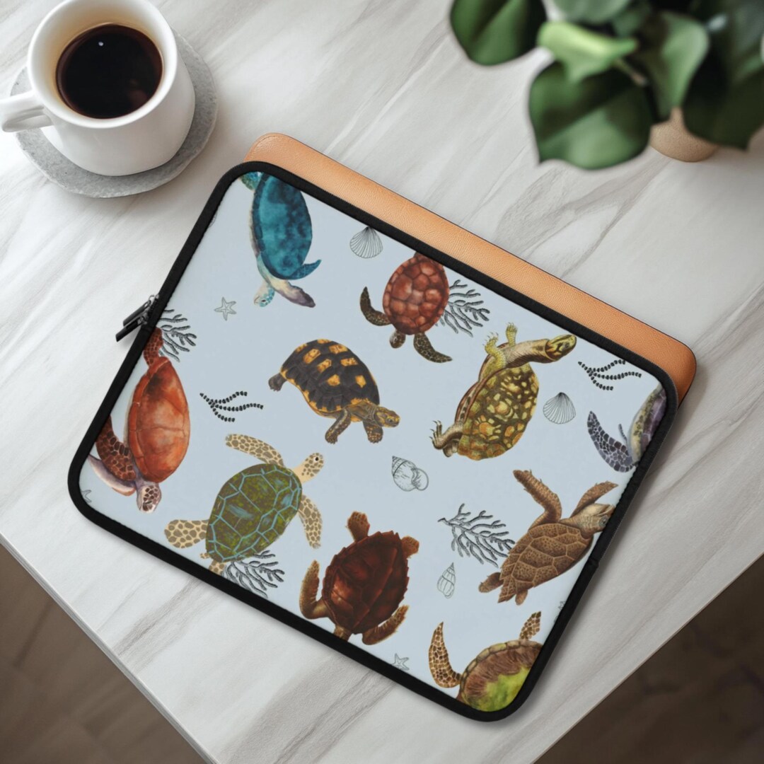 Computer Bag Turtle Watercolor Sea Turtles Laptop Sleeve | Marine Life Computer Pouch ...