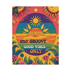 Groovy 70s Retro Wall Art Print Good Vibes Only Colourful Poster  Hippie Boho Room Decor, Positive Gift for Her, Unframed