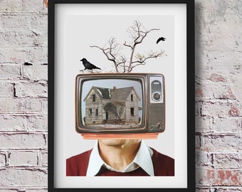 The Ruminator (Digital Collage Art, Retro Art, Pop Surrealism Art, Vintage Art)