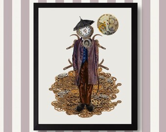 The Ticker (Digital Collage Art, Retro Art, Pop Surrealism Art, Vintage Art)