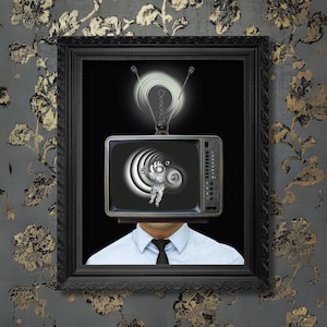 The Host (Digital Collage Art, Retro Art, Surreal Art, Vintage Horror Art Print)