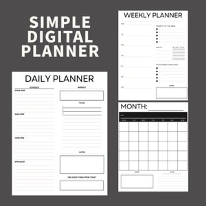 Simple and Minimal Planner PDF Digital Download, Printable Planner image 1