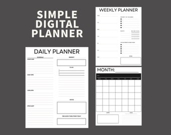 Simple and Minimal Planner PDF Digital Download, Printable Planner