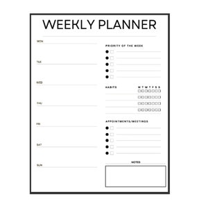 Simple and Minimal Planner PDF Digital Download, Printable Planner image 3