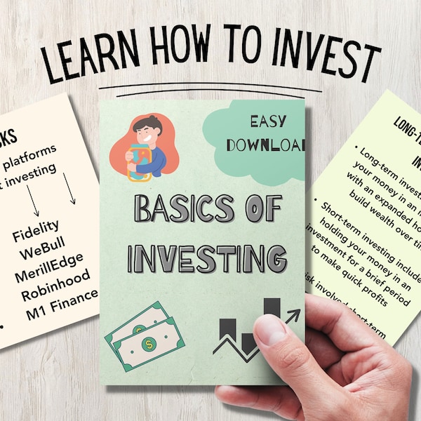 Basics of Investment Digital Printable | EASY | Learn How To Invest | Stocks, Bonds, ETFS | Investment 101 | Beginner-Friendly Handbook PDF