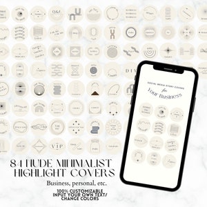 84 Neutral Minimalist Highlight Covers, Aesthetic Editable Instagram Business Story Templates, Canva Icon Design Covers