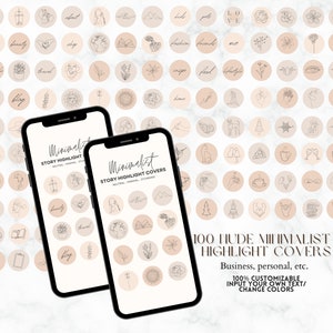 100 Line Art Minimalist Highlight Covers, Aesthetic Editable Instagram Business Story Templates, Canva Icon Design Covers