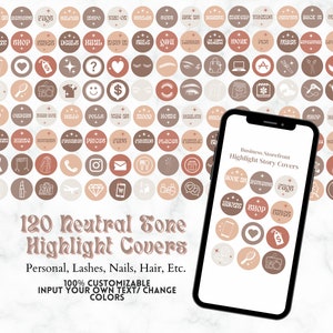 120 Neutral Tone Highlight Covers, Aesthetic Editable Instagram Business Story Templates, Canva Icon Design Covers