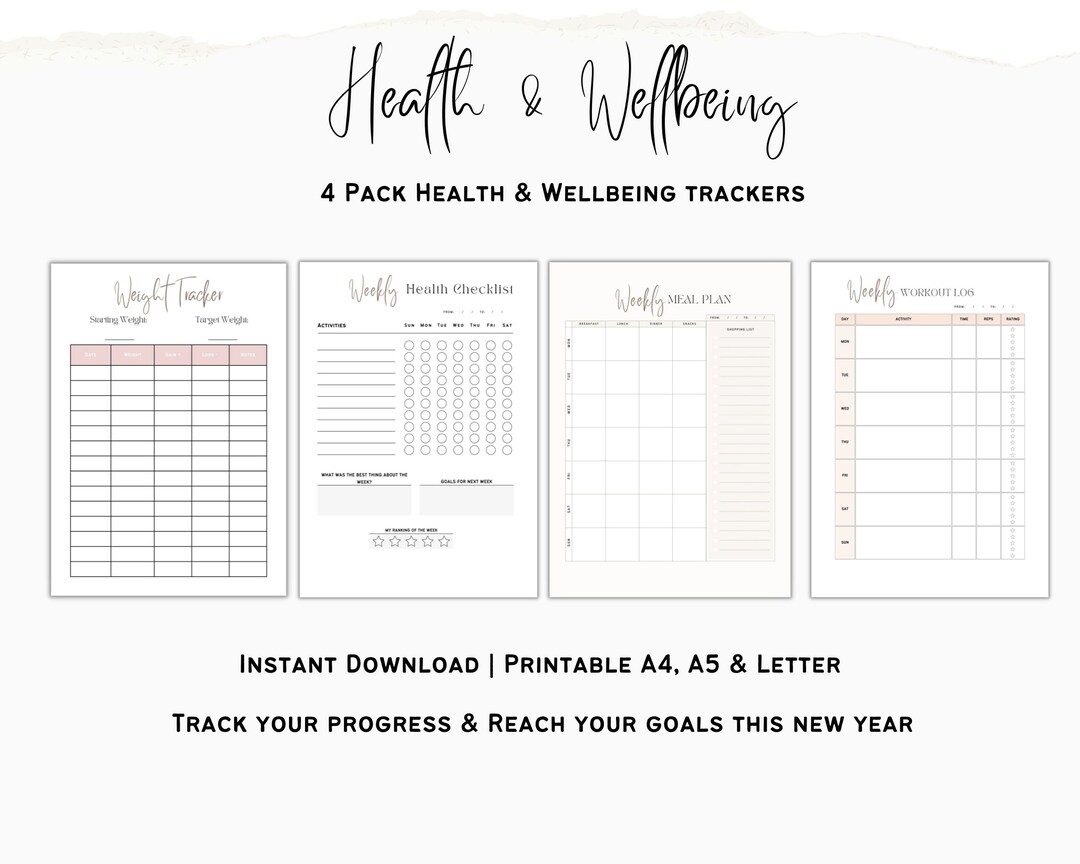 Fitness Ultimate Toolkit 4 Pack Weight Loss Tracker, Meal Plan, Workout Planner & Health and