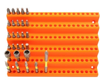 Wall Mounted Hex Bit Holder | Drill Bit Organizer Rack for 120 Bits | Workshop & Jobsite Storage | Contractor Gift