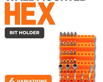 Hex Bit Holder Wall Mount | Bit Organizer Rack for 30, 60, 90 & 120 Bits | Garage Workshop Storage