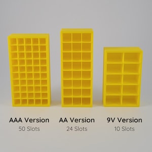 Battery Organizers | 3 Versions | AA - AAA - 9V | Battery Holder | Organizer Tray | Case for Batteries | Battery Dispenser