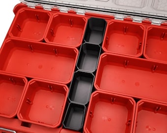Milwaukee Low-Profile Packout Center Bin Set (Style 4 – 4 Bins) | Small Parts Storage Organizer | Packout Mods & Accessories