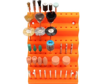 Dremel Bit Holder Wall Mount | Rotary Tool Organizer Rack for 60 Bits | Garage & Shop Organization | Workshop Gift