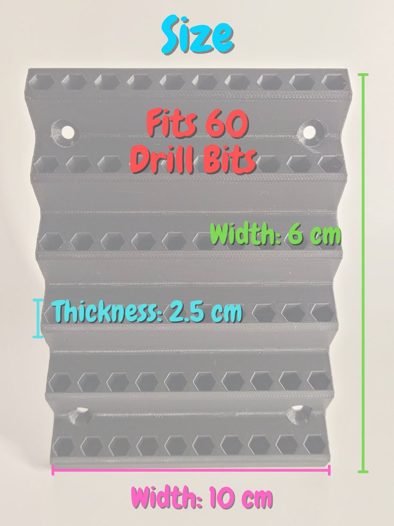 60slot Wall Mounted Drill Bit Organizer Hex Bit Holder, Drillbit Storage Solution for Garage or