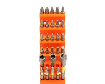 Wall Mounted Hex Bit Holder | Drill Bit Organizer Rack for 30 Bits | Home Workshop & Tool Bench Storage | DIY Gift